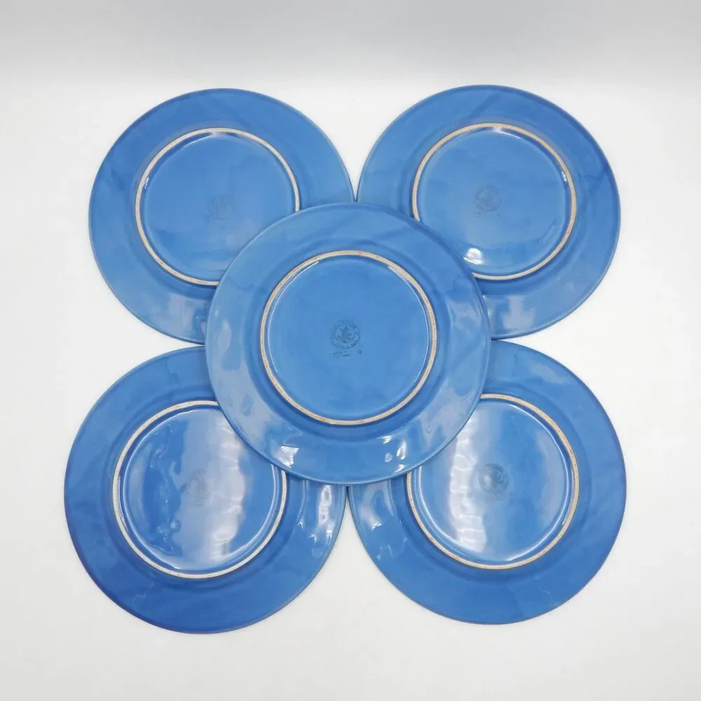 Bordallo Pinheiro Pottery Blue Floral Arch Dinner Plate 10 Inch Lot 5 Portugal